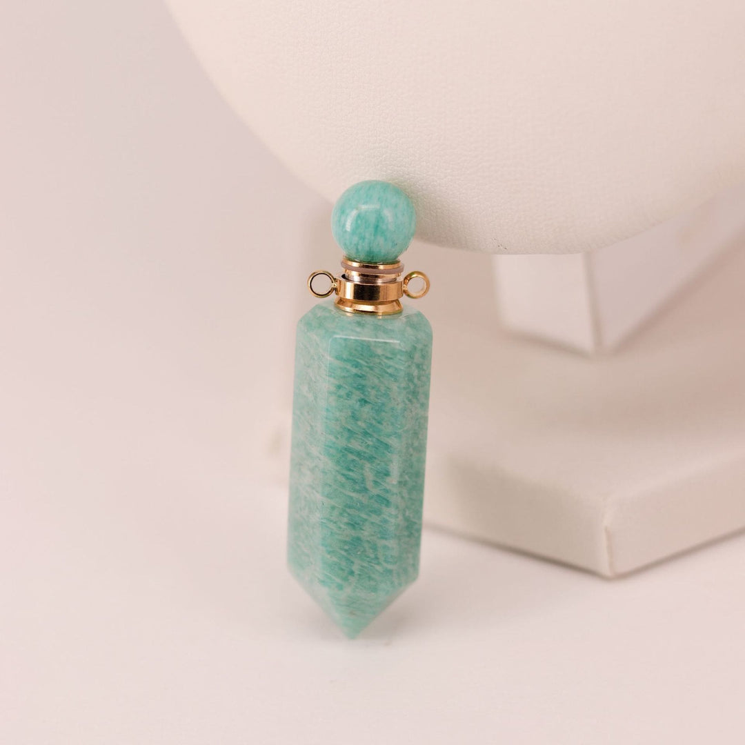 Olivenorma Hexagonal Column Essential Oil Diffuser Crystal Vial Bottle Necklace - Amazonite - image 7
