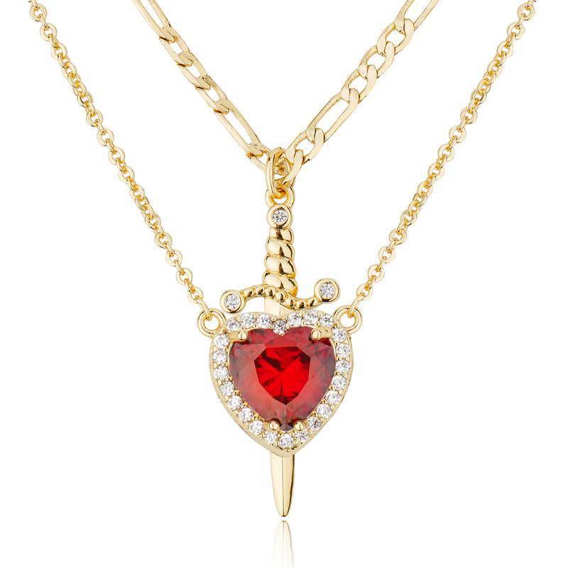 FREE Today: "Fight for your love" Heart Lock Slip Chain Heart Sword Couple Necklace Set - image 7