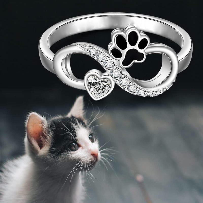 FREE Today: Pet Cat Dog Paw White Zircon Heart Infinity Ring - US 10 - image 0