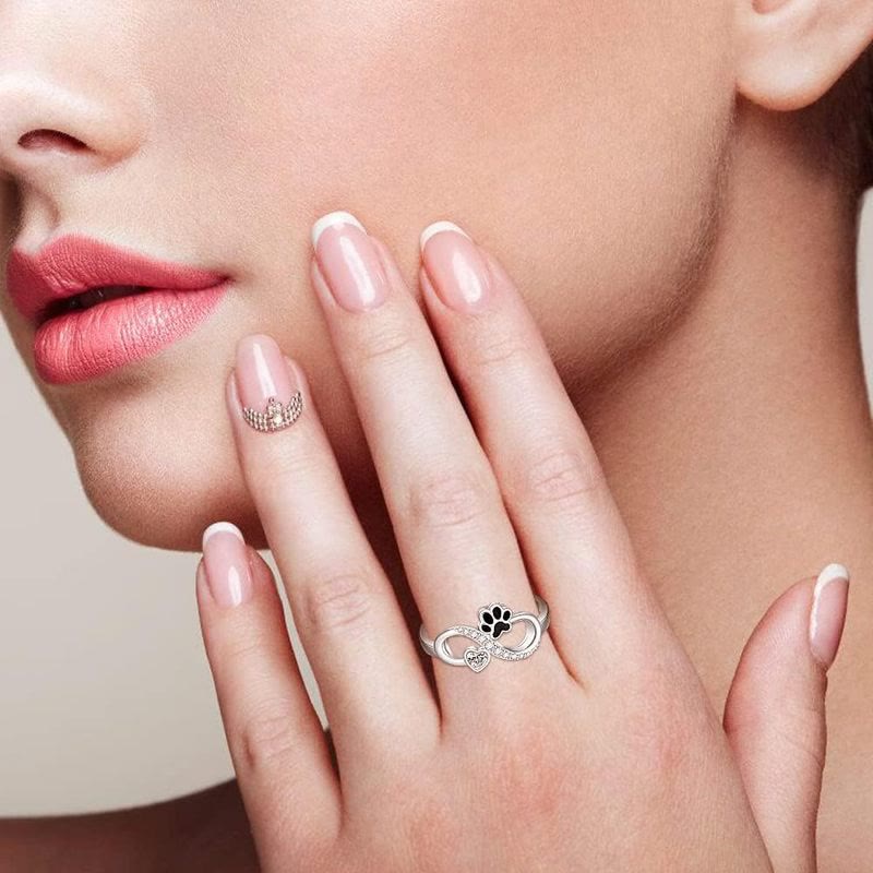 FREE Today: Pet Cat Dog Paw White Zircon Heart Infinity Ring - image 2