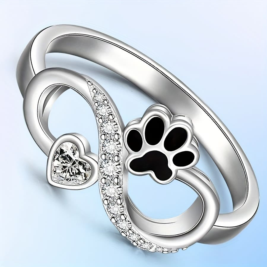 FREE Today: Pet Cat Dog Paw White Zircon Heart Infinity Ring - image 3