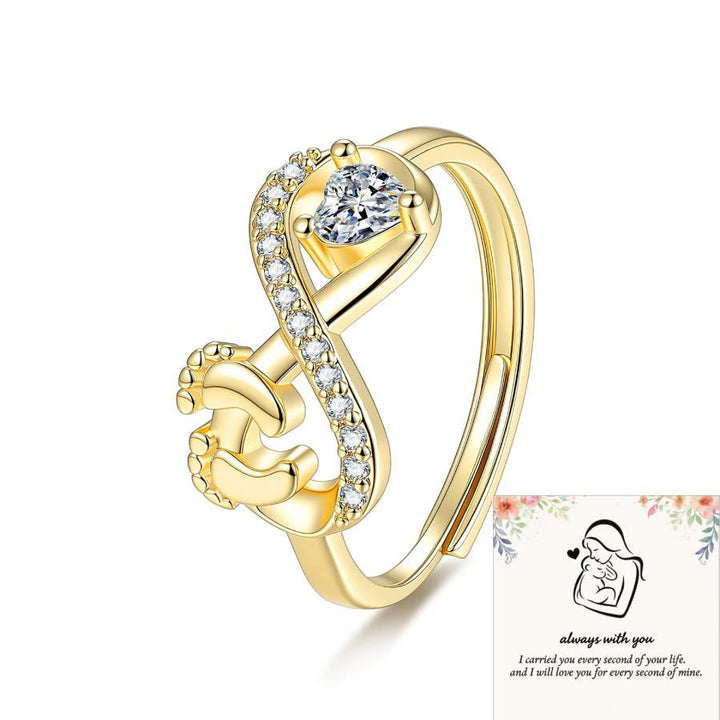 FREE Today: Meaningful Memory Rings for Beloved Angels Baby Ring with Heart Design For Mom Mother's Day Gift - Golden Color & Gift Card - image 1