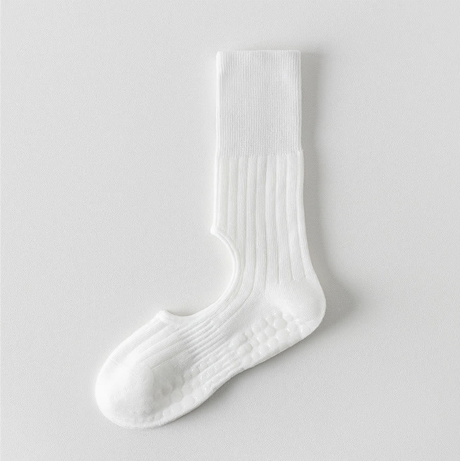 Olivenorma Mid-Calf Full-Toe Non-Slip Grip Cotton Pilates Comfort Training Women's Yoga Socks - White - 10 Pairs - image 5