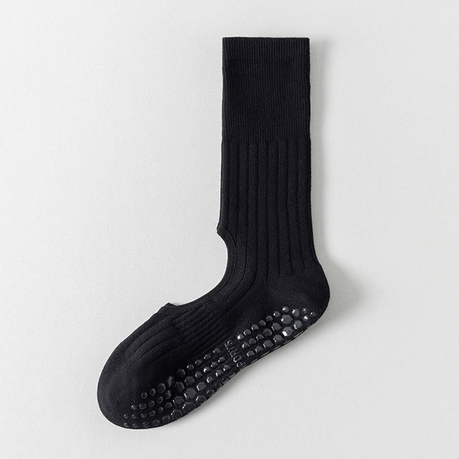 Olivenorma Mid-Calf Full-Toe Non-Slip Grip Cotton Pilates Comfort Training Women's Yoga Socks - Black - 10 Pairs - image 6