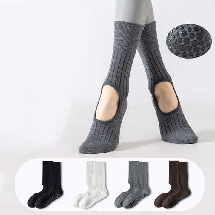 Olivenorma Mid-Calf Full-Toe Non-Slip Grip Cotton Pilates Comfort Training Women's Yoga Socks - image 2