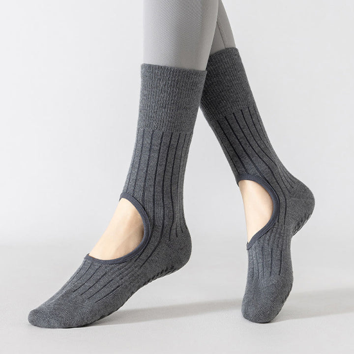 Olivenorma Mid-Calf Full-Toe Non-Slip Grip Cotton Pilates Comfort Training Women's Yoga Socks - image 3