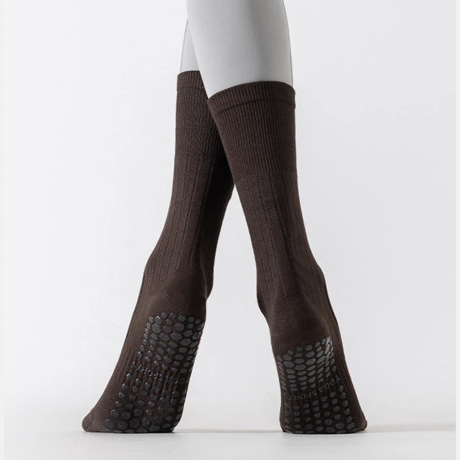 Olivenorma Mid-Calf Full-Toe Non-Slip Grip Cotton Pilates Comfort Training Women's Yoga Socks - image 11