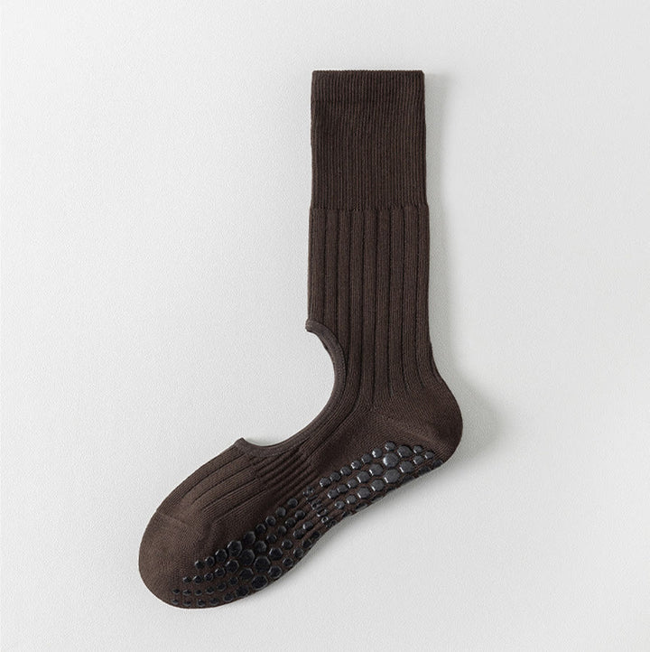 Olivenorma Mid-Calf Full-Toe Non-Slip Grip Cotton Pilates Comfort Training Women's Yoga Socks - Coffee - 10 Pairs - image 9