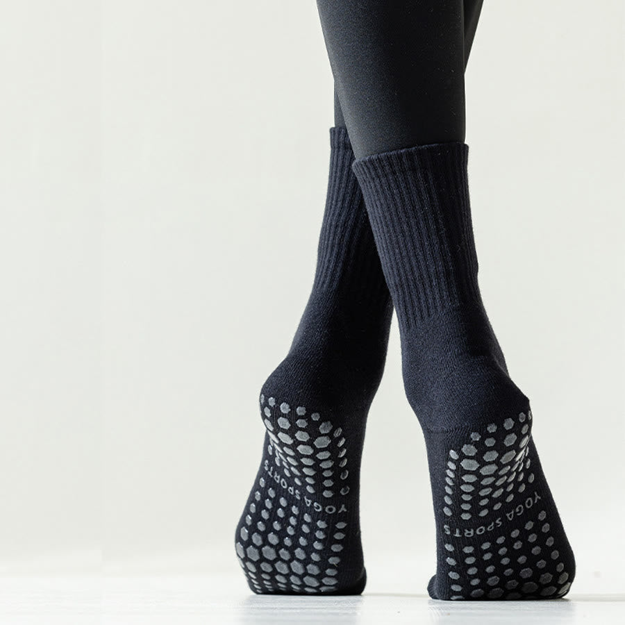 Olivenorma Full-Toe Mid-Calf Cotton Anti-Slip Breathable Workout Grip Socks Comfortable Solid Color Women's Yoga Socks - image 9
