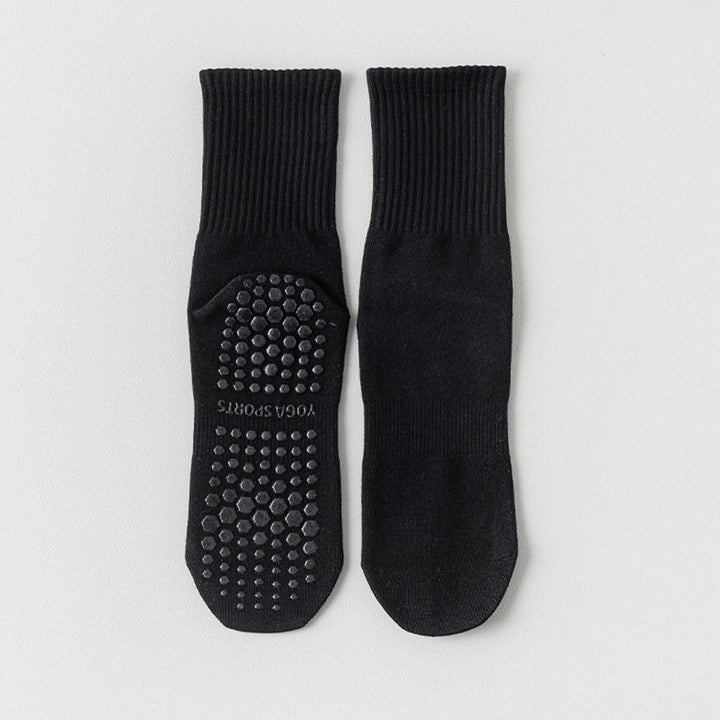 Olivenorma Full-Toe Mid-Calf Cotton Anti-Slip Breathable Workout Grip Socks Comfortable Solid Color Women's Yoga Socks - Black - 10 Pairs - image 8