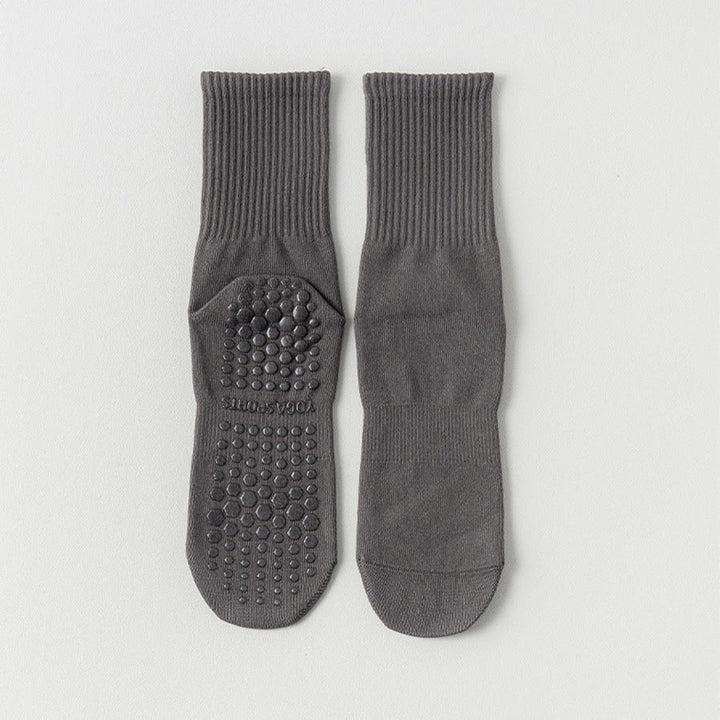 Olivenorma Full-Toe Mid-Calf Cotton Anti-Slip Breathable Workout Grip Socks Comfortable Solid Color Women's Yoga Socks - Dark Gray - 10 Pairs - image 7