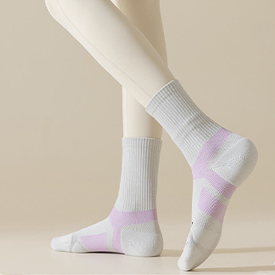 Olivenorma Mid-Calf Full-Coverage Breathable Comfort Anti-Friction Workout Grip Pilates Barre Women's Yoga Socks - Purple-Gray - 10 Pairs - image 0