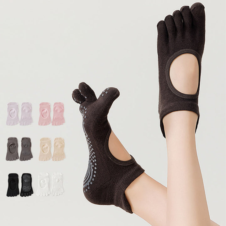 Olivenorma Backless Five-Toe Cotton Non-Slip Grip Breathable Sweat-Absorbing Barre Workout Women's Yoga Socks - image 0
