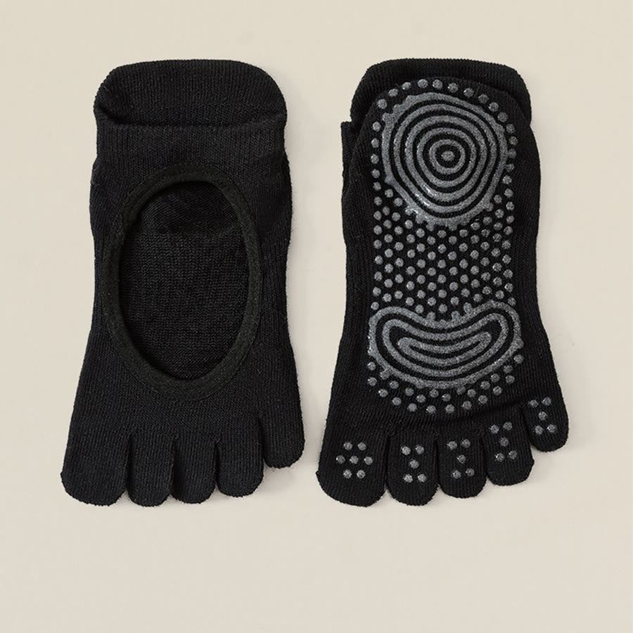 Olivenorma Backless Five-Toe Cotton Non-Slip Grip Breathable Sweat-Absorbing Barre Workout Women's Yoga Socks - Black - 10 Pairs - image 3