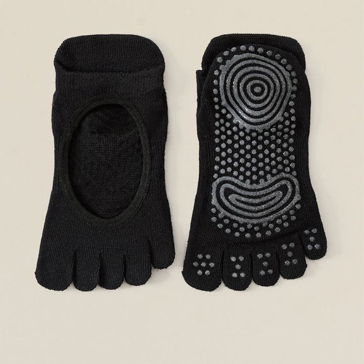 Olivenorma Backless Five-Toe Cotton Non-Slip Grip Breathable Sweat-Absorbing Barre Workout Women's Yoga Socks - Black - 10 Pairs - image 3