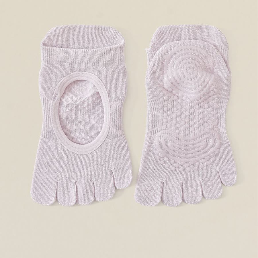 Olivenorma Backless Five-Toe Cotton Non-Slip Grip Breathable Sweat-Absorbing Barre Workout Women's Yoga Socks - Purple - 10 Pairs - image 7