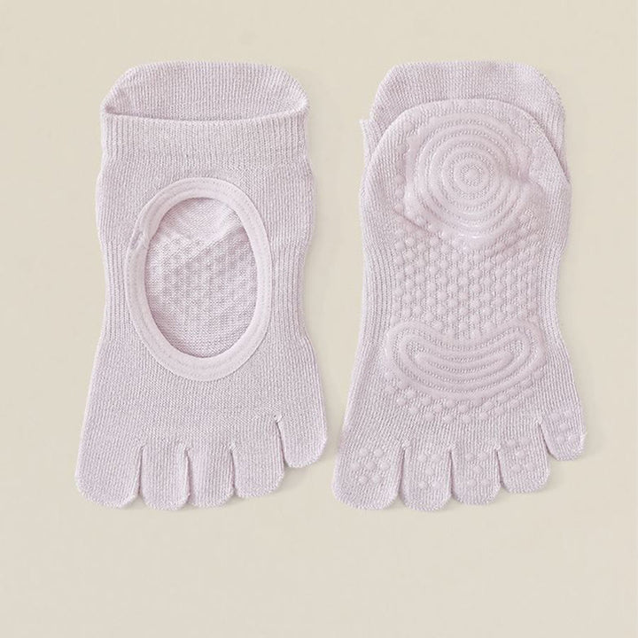 Olivenorma Backless Five-Toe Cotton Non-Slip Grip Breathable Sweat-Absorbing Barre Workout Women's Yoga Socks - Purple - 10 Pairs - image 7
