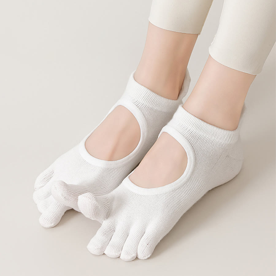 Olivenorma Backless Five-Toe Cotton Non-Slip Grip Breathable Sweat-Absorbing Barre Workout Women's Yoga Socks - image 2