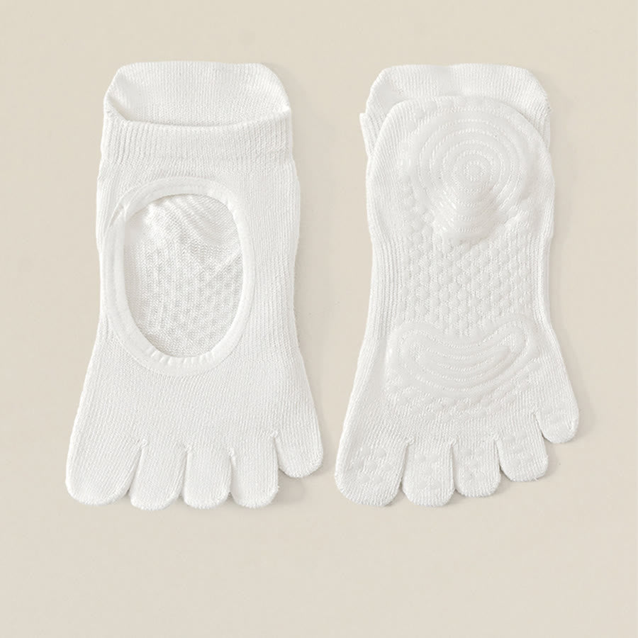 Olivenorma Backless Five-Toe Cotton Non-Slip Grip Breathable Sweat-Absorbing Barre Workout Women's Yoga Socks - White - 10 Pairs - image 1