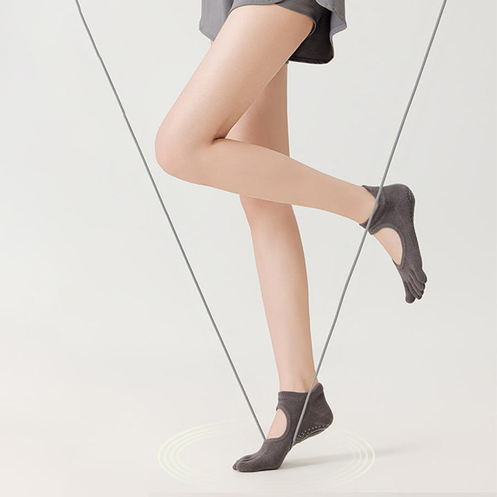 Olivenorma Backless Five-Toe Cotton Non-Slip Grip Breathable Sweat-Absorbing Barre Workout Women's Yoga Socks - image 6