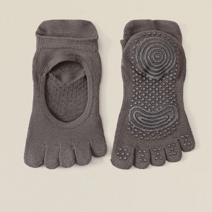 Olivenorma Backless Five-Toe Cotton Non-Slip Grip Breathable Sweat-Absorbing Barre Workout Women's Yoga Socks - Gray - 10 Pairs - image 4