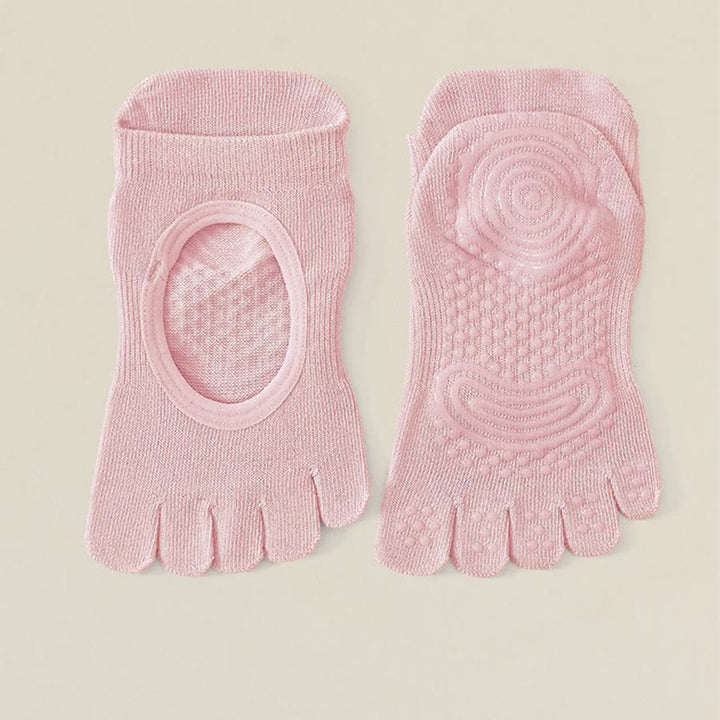 Olivenorma Backless Five-Toe Cotton Non-Slip Grip Breathable Sweat-Absorbing Barre Workout Women's Yoga Socks - Pink - 10 Pairs - image 9