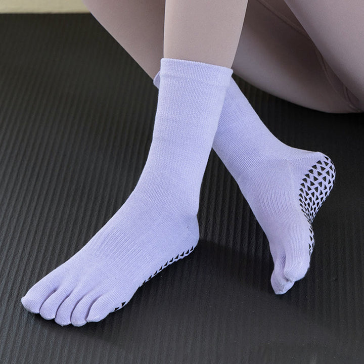 Olivenorma Mid-Calf Five-Toe Cotton Breathable Anti-Slip Comfort Training Grip Women's Yoga Socks - Blue - 10 Pairs - image 7