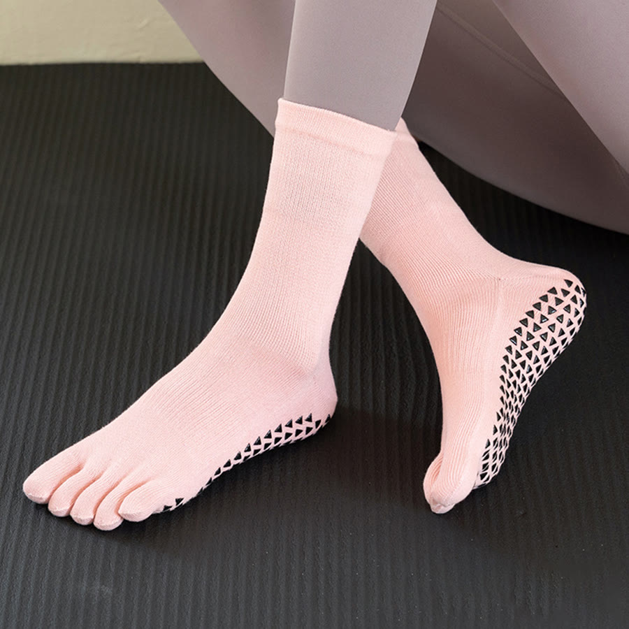 Olivenorma Mid-Calf Five-Toe Cotton Breathable Anti-Slip Comfort Training Grip Women's Yoga Socks - Pink - 10 Pairs - image 5