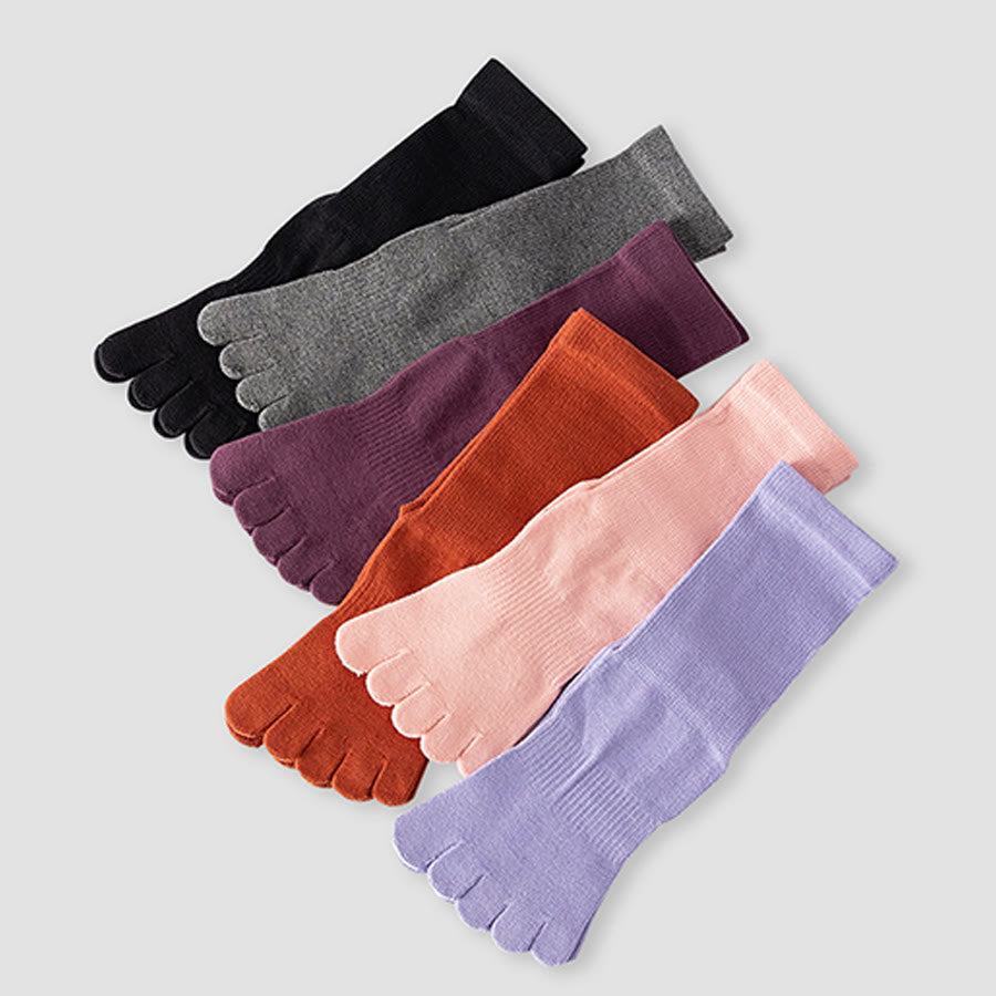 Olivenorma Mid-Calf Five-Toe Cotton Breathable Anti-Slip Comfort Training Grip Women's Yoga Socks - image 12