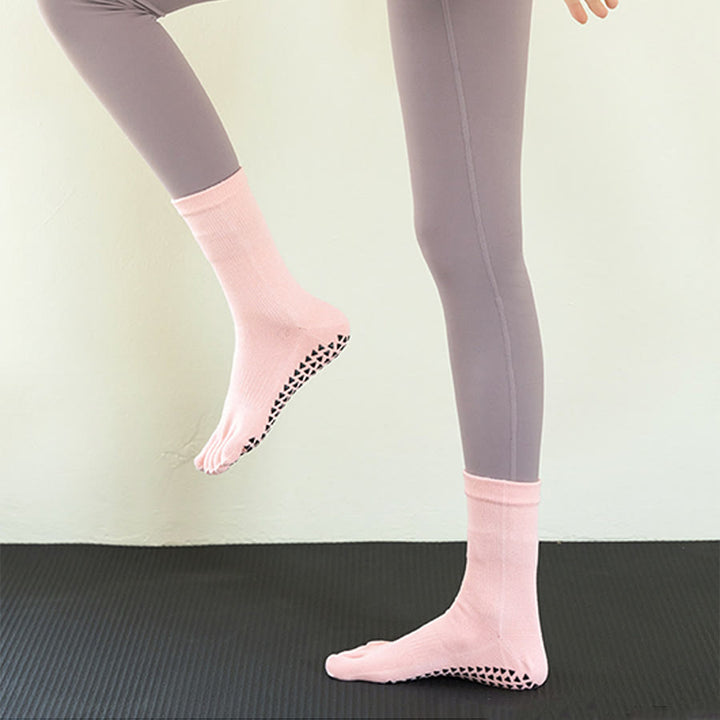 Olivenorma Mid-Calf Five-Toe Cotton Breathable Anti-Slip Comfort Training Grip Women's Yoga Socks - image 6