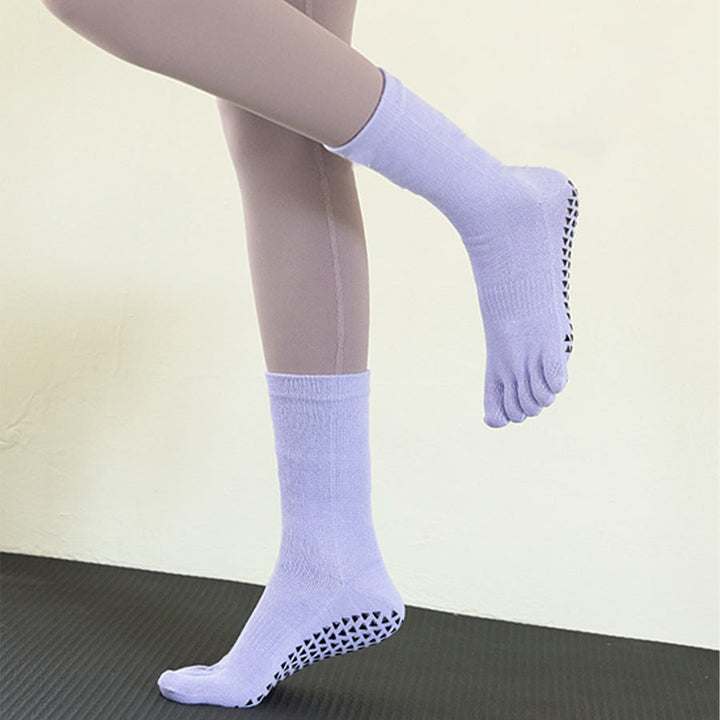 Olivenorma Mid-Calf Five-Toe Cotton Breathable Anti-Slip Comfort Training Grip Women's Yoga Socks - image 8