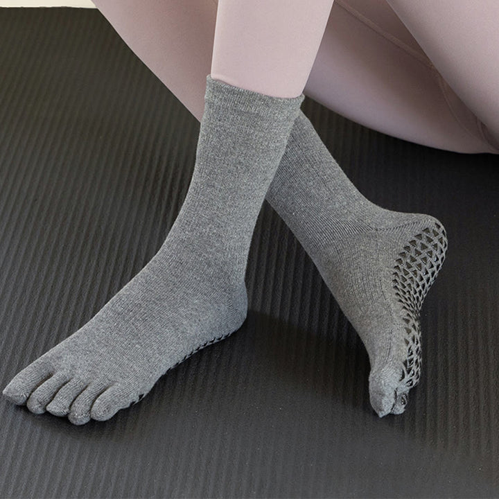 Olivenorma Mid-Calf Five-Toe Cotton Breathable Anti-Slip Comfort Training Grip Women's Yoga Socks - Gray - 10 Pairs - image 9