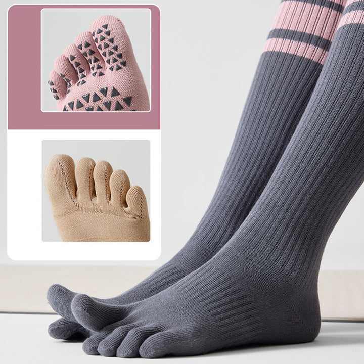Olivenorma Compression Five-Toe Cotton Anti-Slip Grip Slim-Fit Support Pilates Barre Women's Yoga Socks - image 3