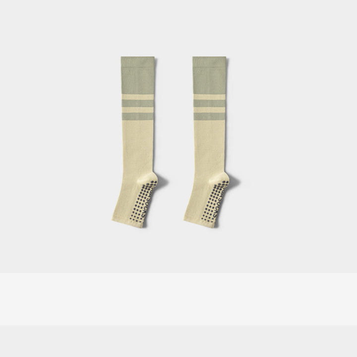 Olivenorma Compression Open-Heel Long Yoga Grip Socks Slimming Support Anti-Slip Cotton Women's Yoga Socks - Green - 10 Pairs - image 2