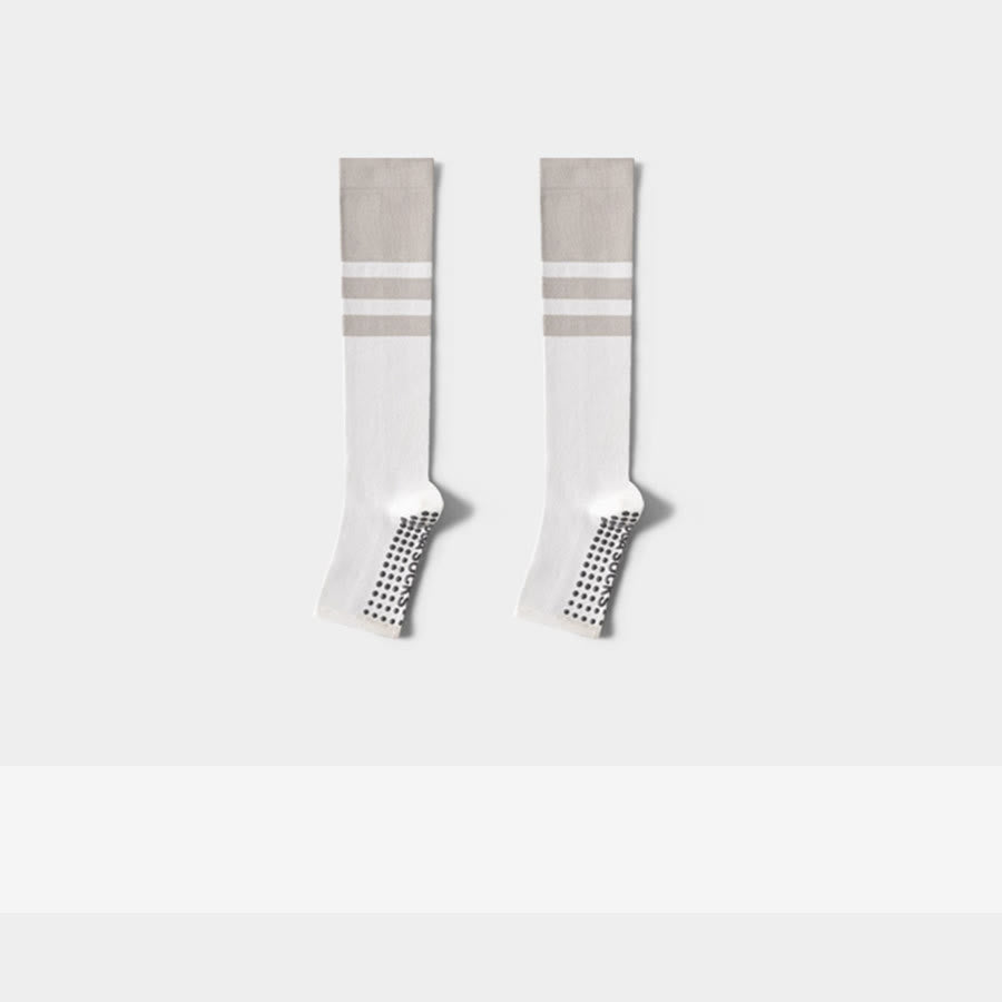 Olivenorma Compression Open-Heel Long Yoga Grip Socks Slimming Support Anti-Slip Cotton Women's Yoga Socks - White - 10 Pairs - image 7