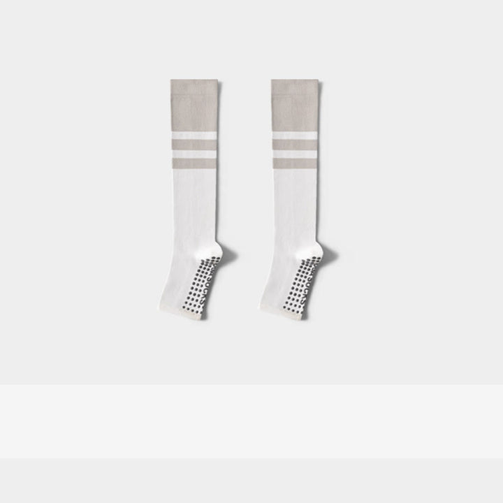 Olivenorma Compression Open-Heel Long Yoga Grip Socks Slimming Support Anti-Slip Cotton Women's Yoga Socks - White - 10 Pairs - image 7