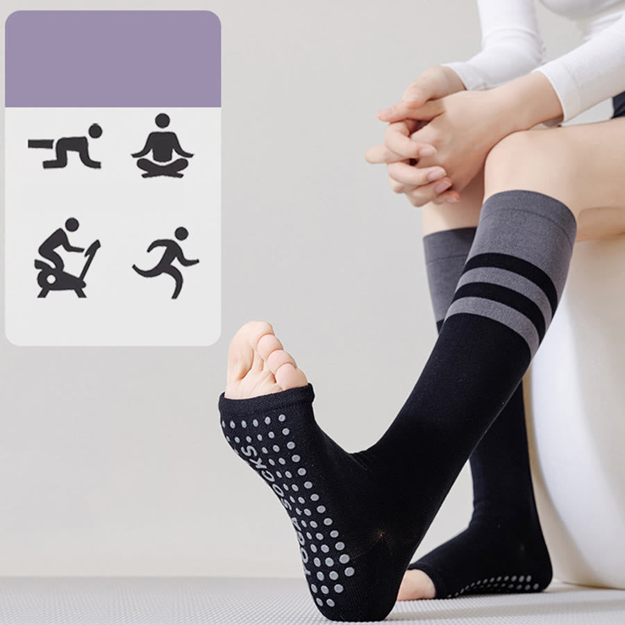 Olivenorma Compression Open-Heel Long Yoga Grip Socks Slimming Support Anti-Slip Cotton Women's Yoga Socks - image 0