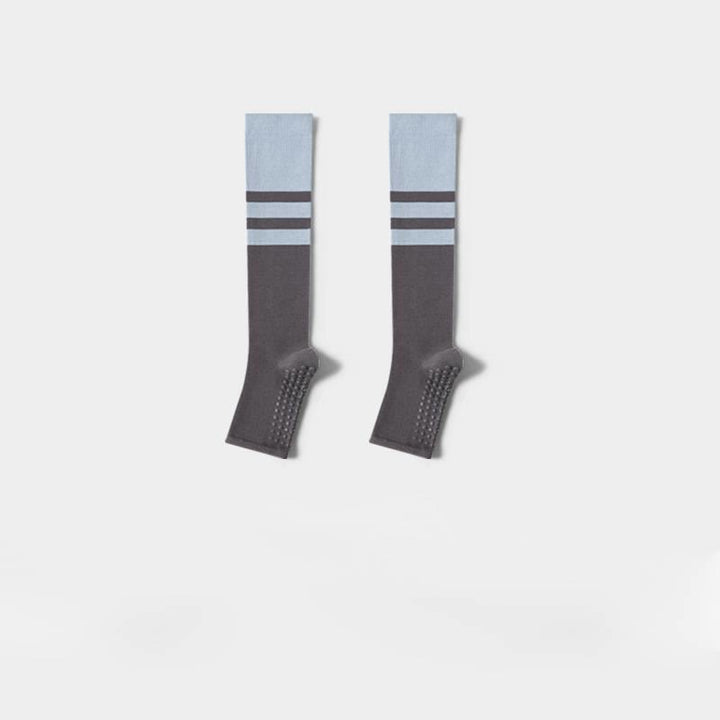 Olivenorma Compression Open-Heel Long Yoga Grip Socks Slimming Support Anti-Slip Cotton Women's Yoga Socks - Gray - 10 Pairs - image 8