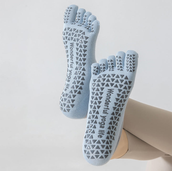 Olivenorma Open-Instep Five-Toe Wide Strap Non-Slip Grip Cotton Dance Barre Training Women's Yoga Socks - image 2