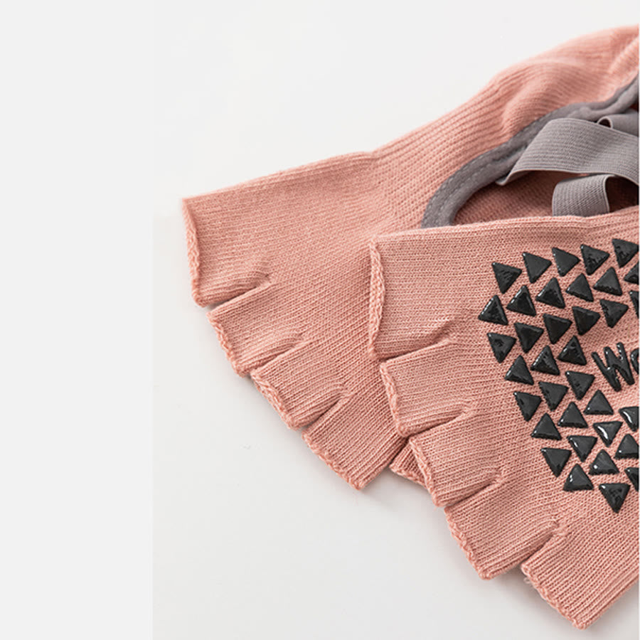 Olivenorma Open-Back Five-Toe Wrap Strap Anti-Slip Breathable Cotton Workout Grip Women's Yoga Socks - image 6