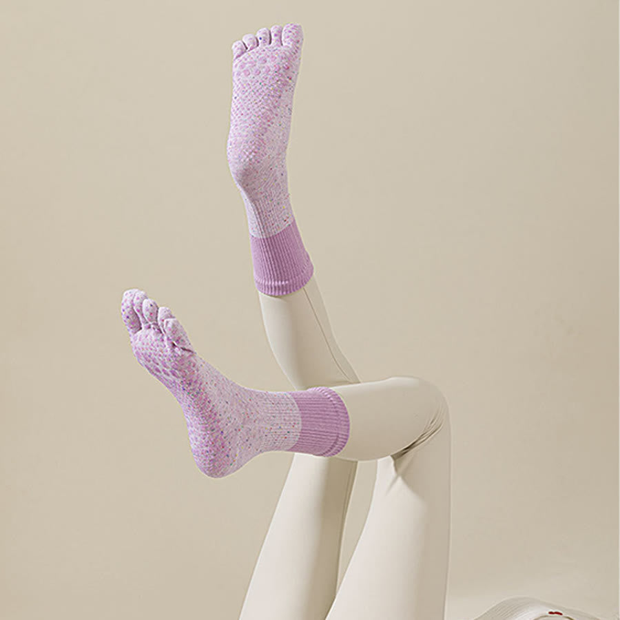 Olivenorma Mid-Calf Breathable Cotton Floral Pattern Non-Slip Grip Stylish Women's Yoga Socks - image 9