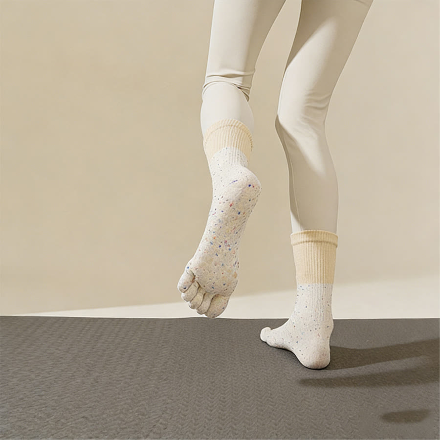 Olivenorma Mid-Calf Breathable Cotton Floral Pattern Non-Slip Grip Stylish Women's Yoga Socks - image 6