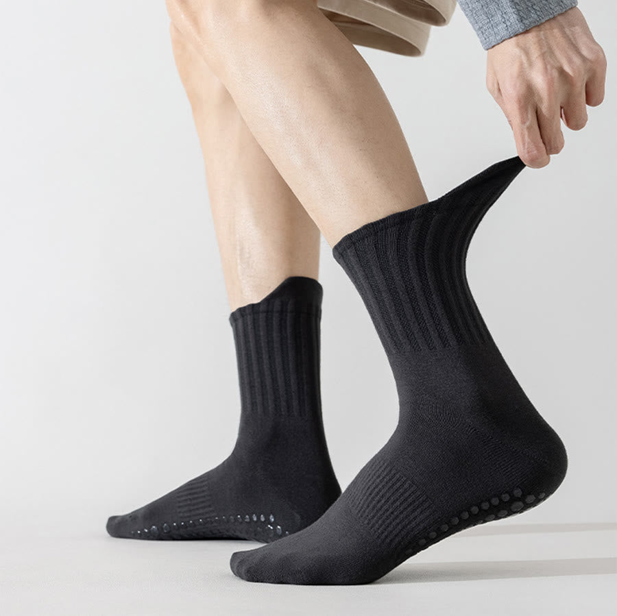 Olivenorma Solid Color Full-Toe Cushion Anti-Slip Breathable Athletic Comfort Men's Yoga Socks - Black - 10Pairs - image 0
