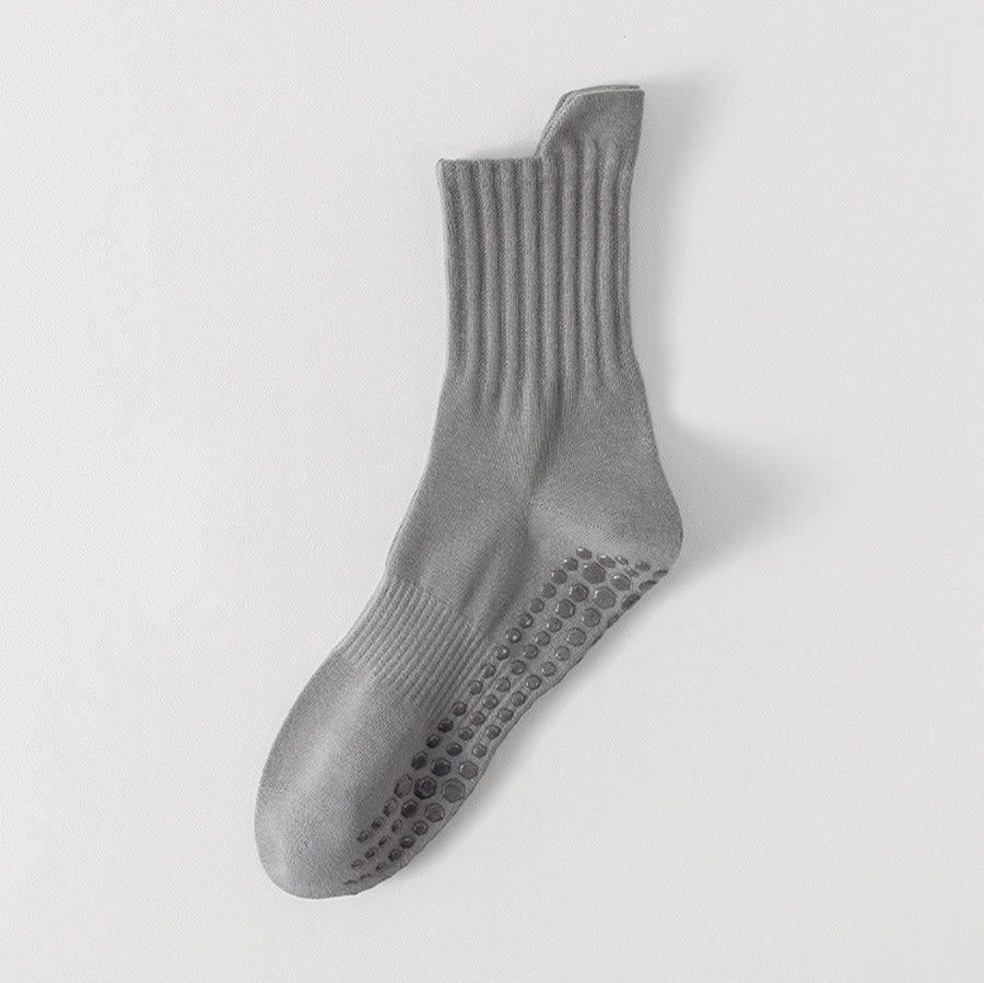 Olivenorma Solid Color Full-Toe Cushion Anti-Slip Breathable Athletic Comfort Men's Yoga Socks - Medium Gray - 10Pairs - image 11