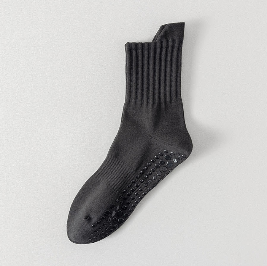Olivenorma Solid Color Full-Toe Cushion Anti-Slip Breathable Athletic Comfort Men's Yoga Socks - Blackish Gray - 10Pairs - image 14