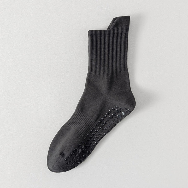 Olivenorma Solid Color Full-Toe Cushion Anti-Slip Breathable Athletic Comfort Men's Yoga Socks - Blackish Gray - 10Pairs - image 14