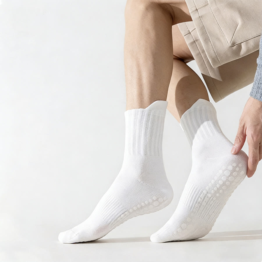 Olivenorma Solid Color Full-Toe Cushion Anti-Slip Breathable Athletic Comfort Men's Yoga Socks - image 7
