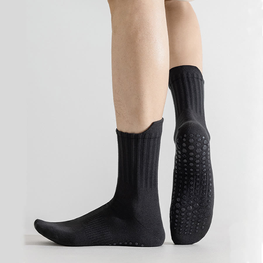 Olivenorma Solid Color Full-Toe Cushion Anti-Slip Breathable Athletic Comfort Men's Yoga Socks - image 1