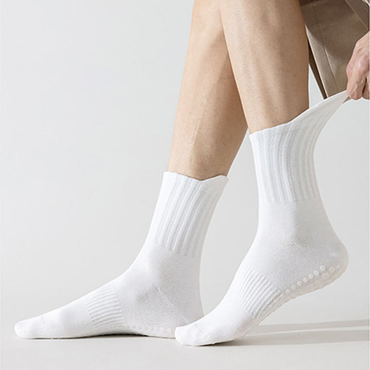 Olivenorma Solid Color Full-Toe Cushion Anti-Slip Breathable Athletic Comfort Men's Yoga Socks - image 5