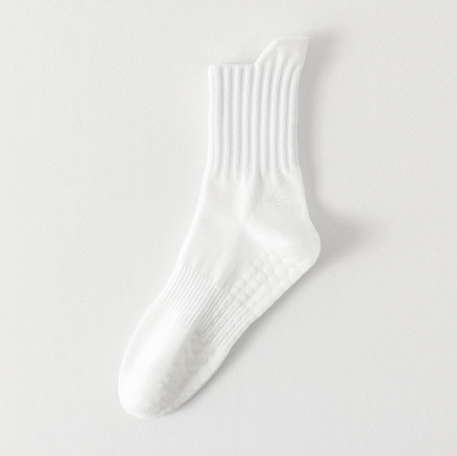 Olivenorma Solid Color Full-Toe Cushion Anti-Slip Breathable Athletic Comfort Men's Yoga Socks - White - 10Pairs - image 4